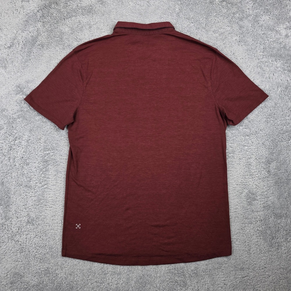 Lululemon Evolution Polo Shirt Mens M Burgundy Heathered Short Sleeve Athletic - Picture 6 of 10